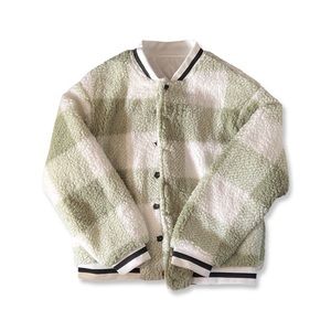 Men Buffalo Plaid Print Teddy Bomber Jacket